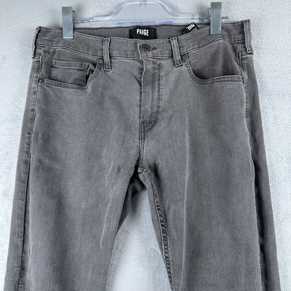 Paige Slim Straight Leg Jeans Mens Size 34 Mid Rise Charcoal Wash Denim Black - Picture 3 of 12